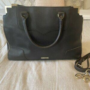 REBECCA MINKOFF BLACK LEATHER HANDBAG